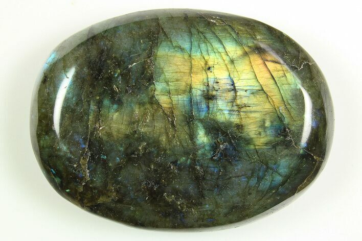 Flashy, Polished Labradorite Palm Stone - Madagascar #290556